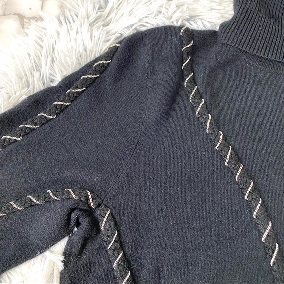 Yuka Chain Cable Knit Turtleneck Sweater EUC - Picture 2 of 13